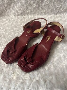 Vintage Burgundy Leather Slingbacks